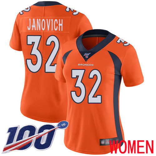 Women Denver Broncos #32 Andy Janovich Orange Team Color Vapor Untouchable Limited Player 100th Season Football NFL Jersey->women nfl jersey->Women Jersey